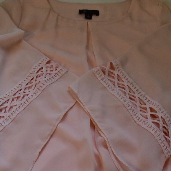 AB Studio Boho Sheer Angel Sleeve Pullover Pink Blouse Top Size M - Picture 8 of 10